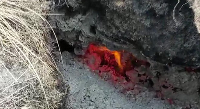 Toprak altında metan gazı kaynaklı ateşe AFAD incelemesi