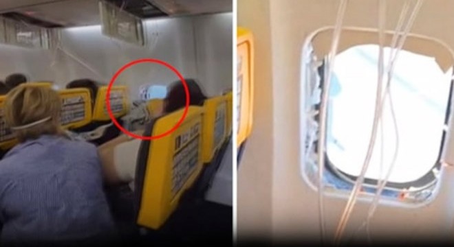 Uçakta cam kırıldı, yolcunun kafası dışarı vakumlandı
