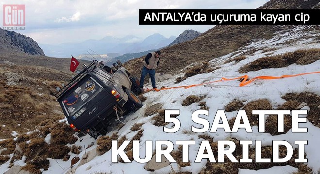 Uçuruma kayan cip, 5 saatte kurtarıldı