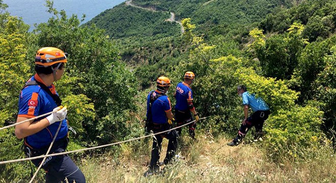 Uçuruma yuvarlanan otomobilde karı-koca yaralandı