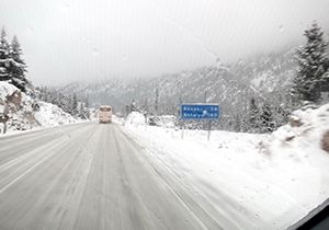 Akseki-Seydişehir karayolunda kar