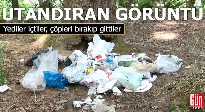 Utandıran görüntü! Yediler içtiler, çöpleri bırakıp gittiler