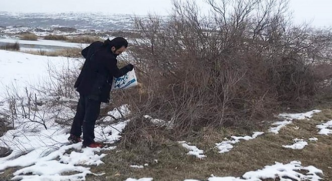 Yaban hayvanları için doğaya yem bırakıldı