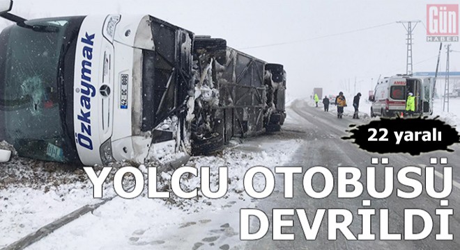 Yolcu otobüsü devrildi: 22 yaralı