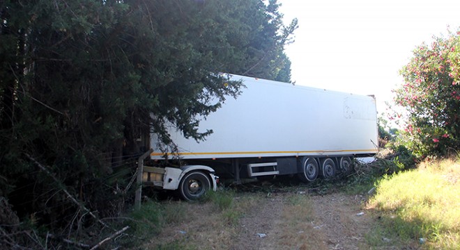 Yoldan çıkan TIR ın sürücüsü yaralandı