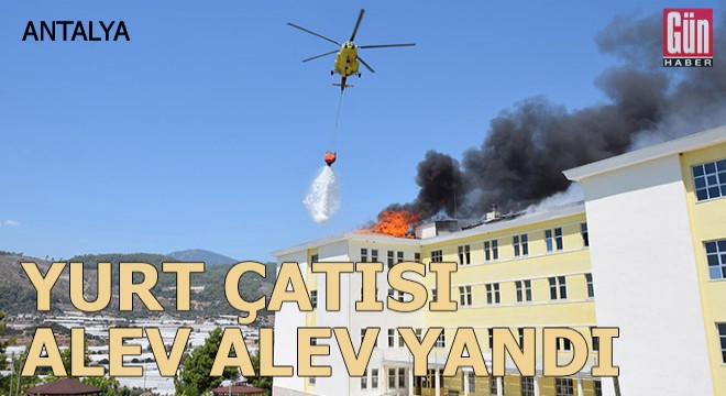 Yurt çatısında korkutan alevler
