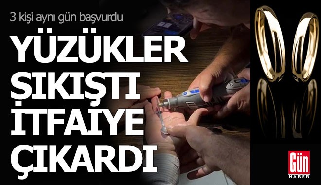 Yüzükler parmağa sıkıştı itfaiye yardıma koştu