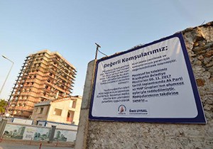 Fen İşleri Şantiyesine bilgilendirme panosu