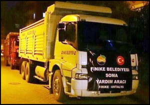 Finike'den Soma'ya gıda yardımı