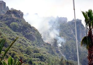 Alanya Kalesi yakınındaki orman yangını korkuttu