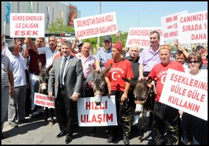Antalya ulaşımına AK Partiden  eşekli  protesto