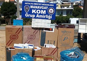 Manavgat'ta kaçak sigara operasyonu