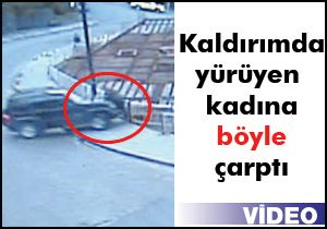 Kaldırımdaki yayaya çarptı