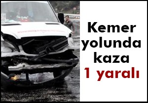 Yolcu minibüsü bariyerlere çarptı: 1 yaralı