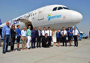 'Kemer' logolu uçaktan ilk uçuş