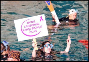 Meme kanserine farkındalık için daldılar