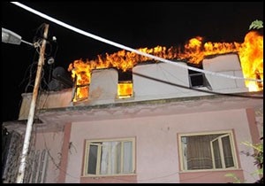 Pansiyonda korkutan yangın