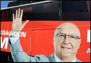 Subaşı'nın seçim otobüsüne taşlı saldırı