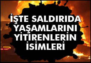 İşte saldırıda yaşamını yitirenlerin isimleri!