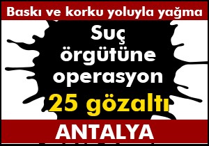 Antalya'da suç örgütüne operasyon: 25 gözaltı