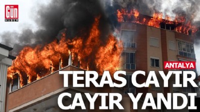 Antalya'da 5 katlı binanın terasında yangın