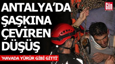 Antalya’da şaşkına çeviren düşüş: Havada yürür gibi gitti