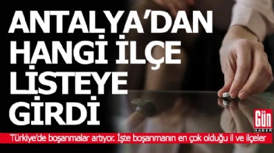 Antalya'dan o ilçe en çok boşananların yaşadığı ilçeler listesinde