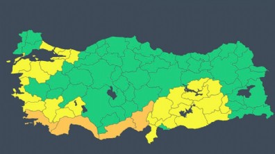 Bakanlıktan 4 il için 'turuncu', 25 il için 'sarı' kodlu uyarı