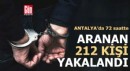 Antalya'da 72 saatte 212 aranan kişi yakalandı