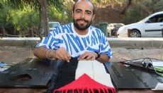 Antalya'da çalıştayda keçeden Filistin bayrağı yaptı