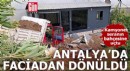 Antalya'da faciadan dönüldü! Kamyonet seranın bahçesine uçtu