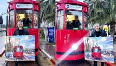 Antalya'da her sabah bindiği tramvayı resmetti
