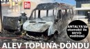 Antalya'da otomobil ile servis midibüsü alev topuna döndü