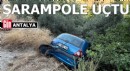Antalya'da otomobil şarampole uçtu