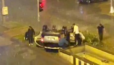 Antalya'da otomobilin takla atma anı kamerada