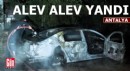 Antalya'da park halindeki araç alev alev yandı