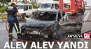 Antalya'da seyir haindeki otomobil alev alev yandı