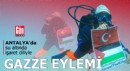 Antalya'da su altında işaret diliyle Gazze eylemi