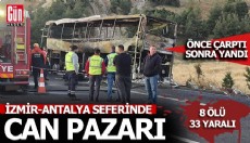 Bariyerlere çarpan yolcu otobüsü yandı: 1'i bebek 8 ölü, 33 yaralı