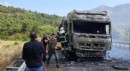 Buğday yüklü TIR yandı
