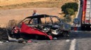 Çarpışan otomobillerden biri alev aldı: 1 ölü, 2 yaralı