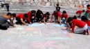 Çocuklar hem resim yaptı hem eğlendi