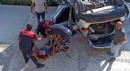 Dere yatağına düşen otomobilde anne oğul yaralandı
