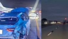 Küçük uçak, otomobilin üzerine acil iniş yaptı