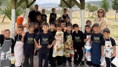 Minik öğrencilerden Antalya'da zeytin hasadı