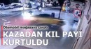Otomobil mağazaya çarptı; kazadan kıl payı kurtuldu