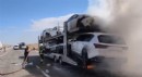 Otomobil yüklü TIR'da yangın