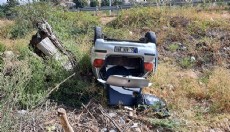 Şarampole yuvarlanan otomobilde sürücü yaralandı