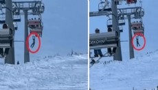 Telesiyejde asılı kaldı