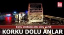Yolcu otobüsü alev alev yandı